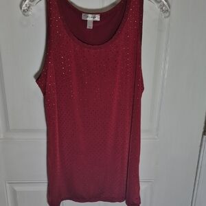Dressbarn Burgundy Red Tank Top with gold accents